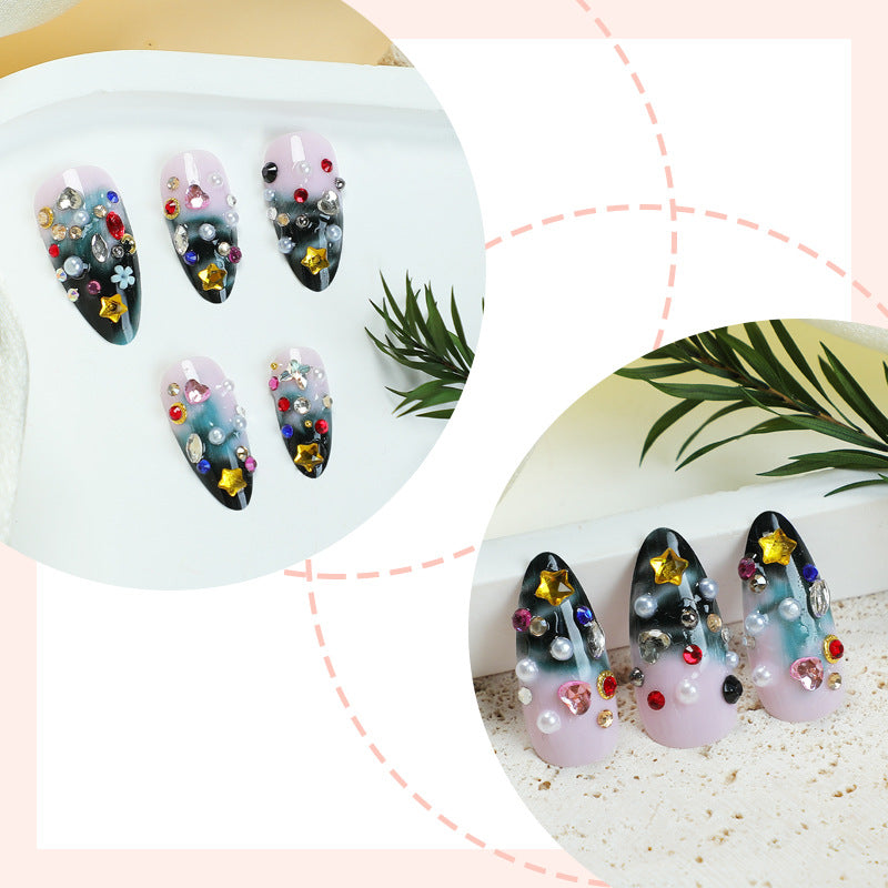 Artistic Press-On Nail Collection with Decorative Elements kalsten