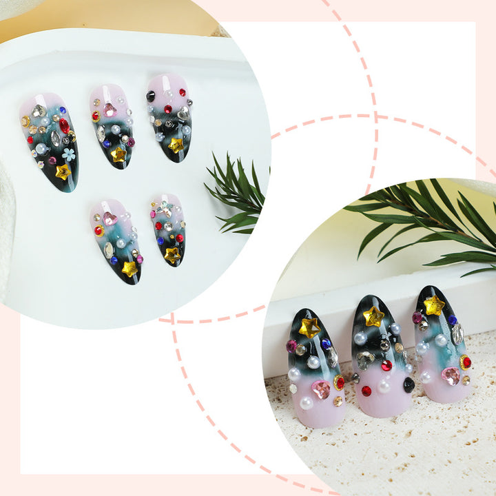 Artistic Press-On Nail Collection with Decorative Elements kalsten