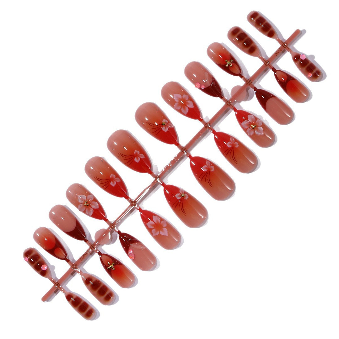 Artistic Flower-Accent Stiletto Nail Art Extensions Kalsten