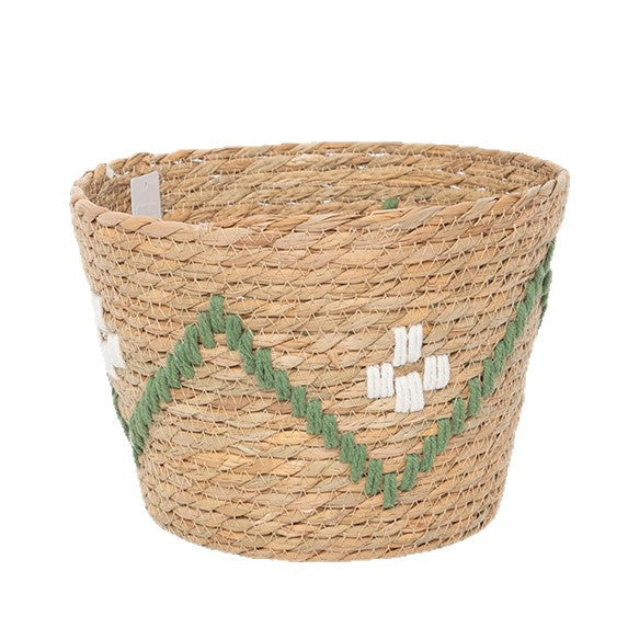 Handwoven storage basket with colorful accents Kalsten