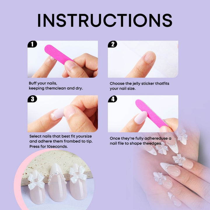Creative nail art set with elegant bows and pearl elements Kalsten