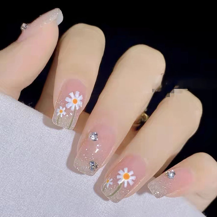 Glittery Floral Press-On Nail Set Kalsten