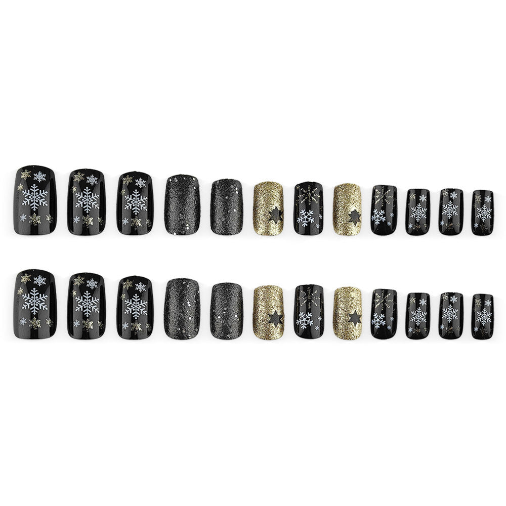 Creative artificial nails with sparkling glitter and festive winter design Kalsten