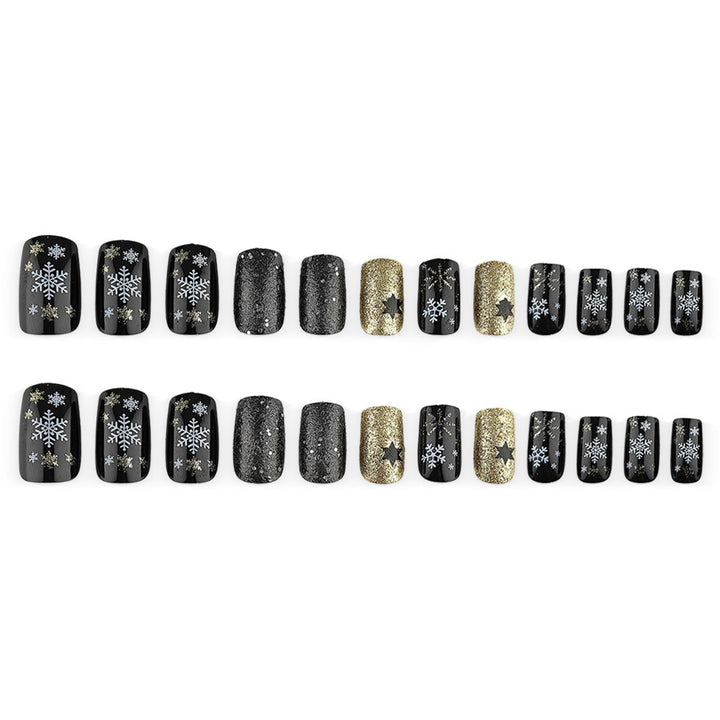 Creative artificial nails with sparkling glitter and festive winter design Kalsten