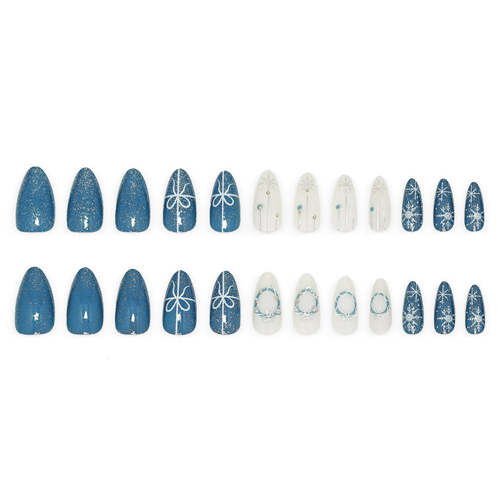 Artificial nails in elegant winter design with glitter accents Kalsten