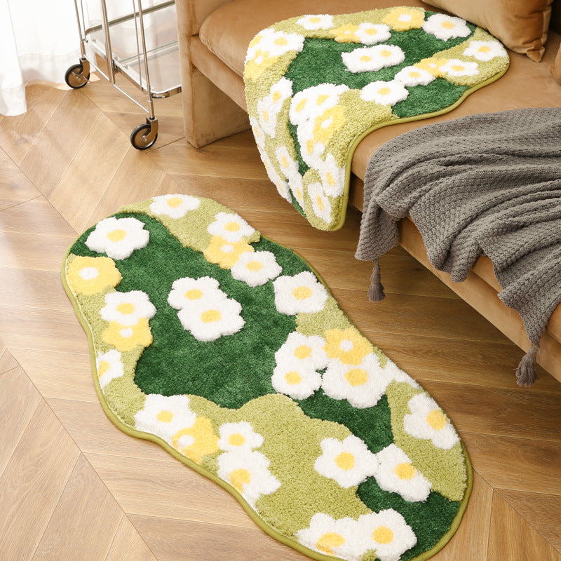Floral Design Plush Bath Mat