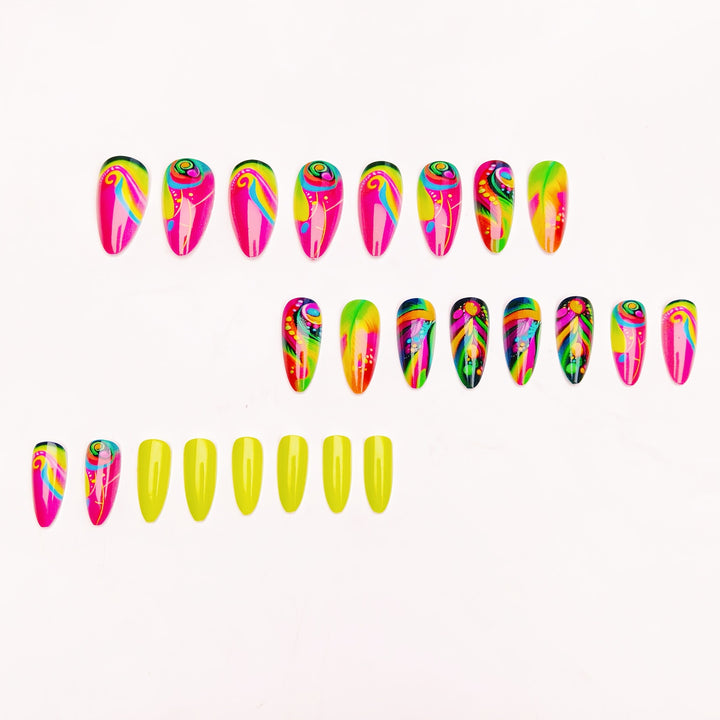 Creative artificial nails with neon pattern Kalsten
