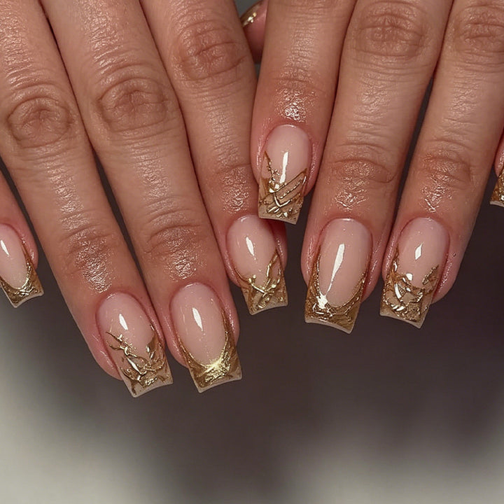 Elegant Gold Foil Acrylic Nail Art Set Kalsten