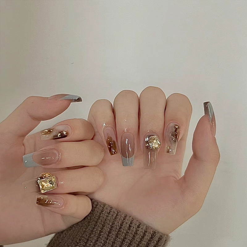 Elegant Crystal-Embellished Press-On Nail Set Kalsten