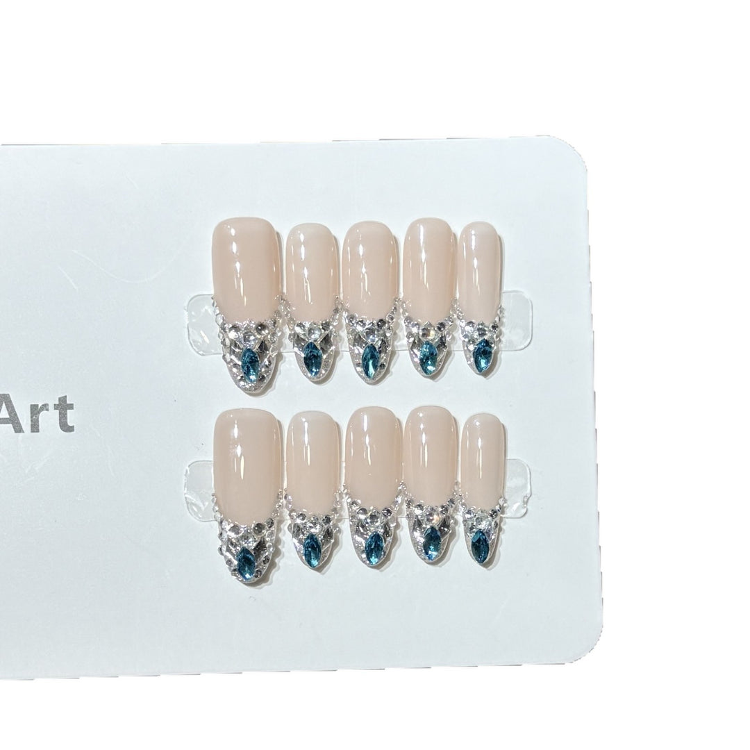 Elegant Rhinestone-Accent Press-On Nail Set Kalsten