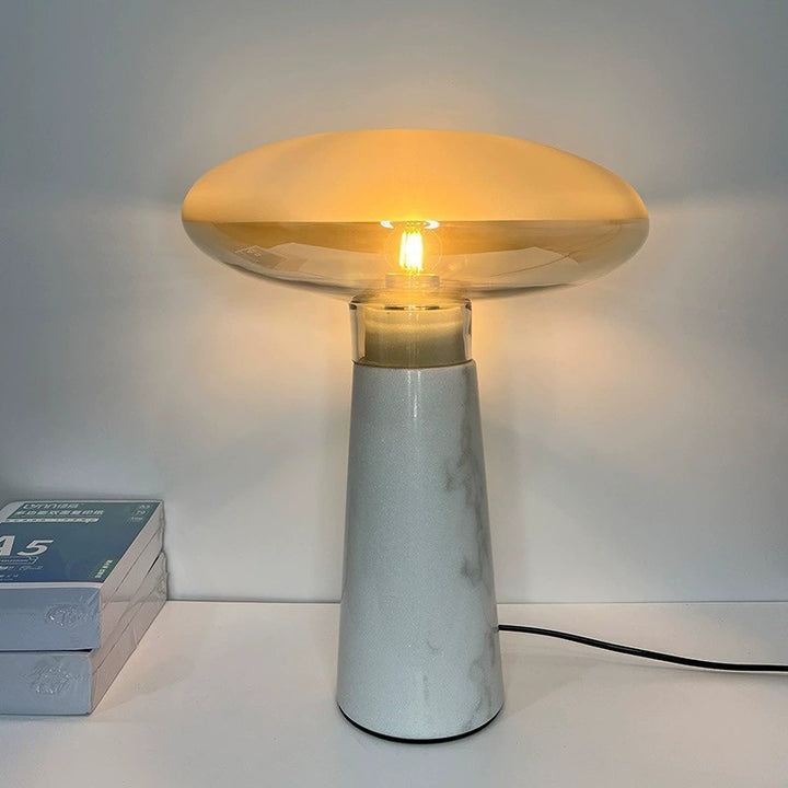 Contemporary Marble Table Lamp with Elegant Glass Shade