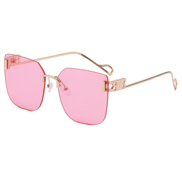 Women elegant square sunglasses with gold-colored metal frame Kalsten