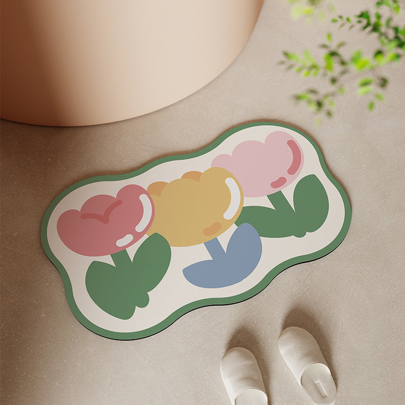Artistic Floral Bath Mat Kalsten