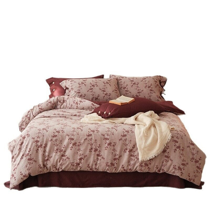Bedding set made of breathable cotton satin with fine mosaic tile print and reversible function