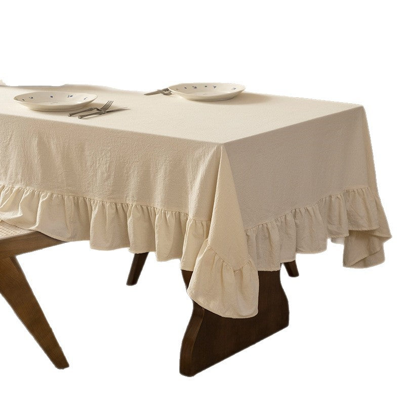 Tablecloth Kalsten - Cotton blend with frill edge and light linen look