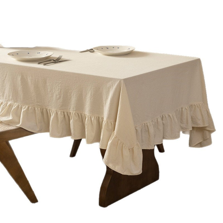 Tablecloth Kalsten - Cotton blend with frill edge and light linen look