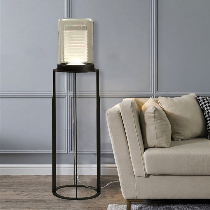 Contemporary Table Lamp with Textured Glass Shade