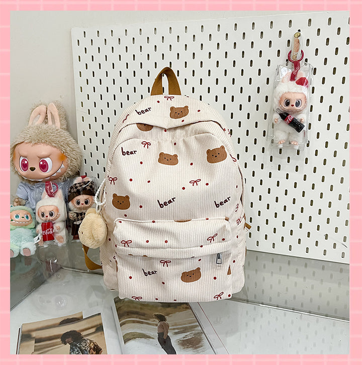 Backpack with Playful Bear Design and Practical Compartments Kalsten