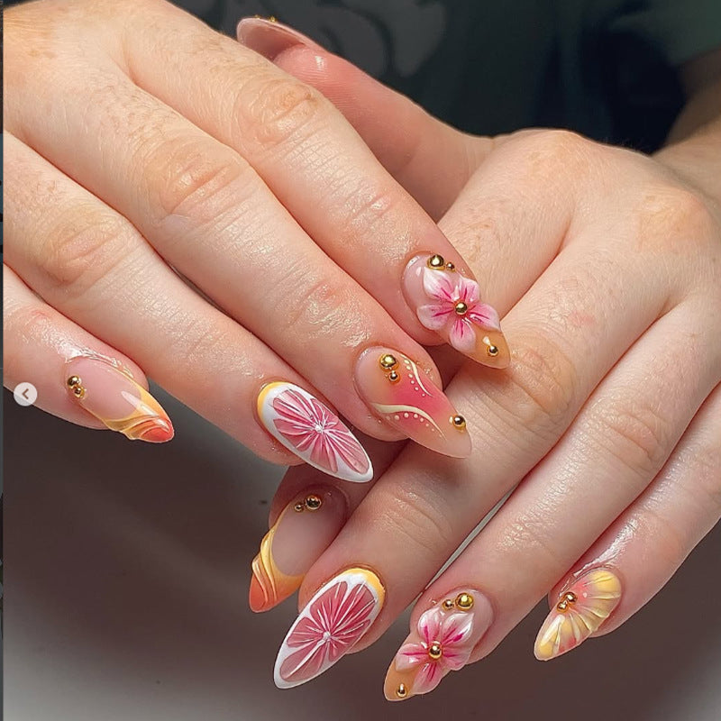 Decorative Floral Press-On Nail Set kalsten 1788495756
