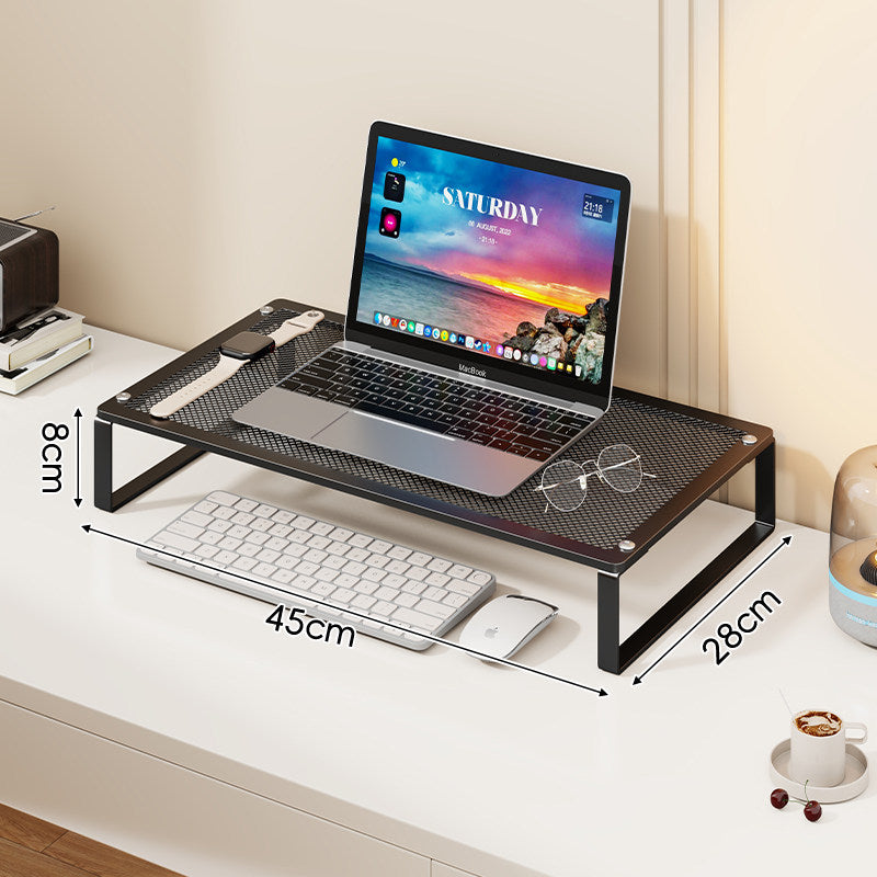 Ventilated Metal Mesh Laptop and Monitor Riser with Under-Desk Keyboard Shelf