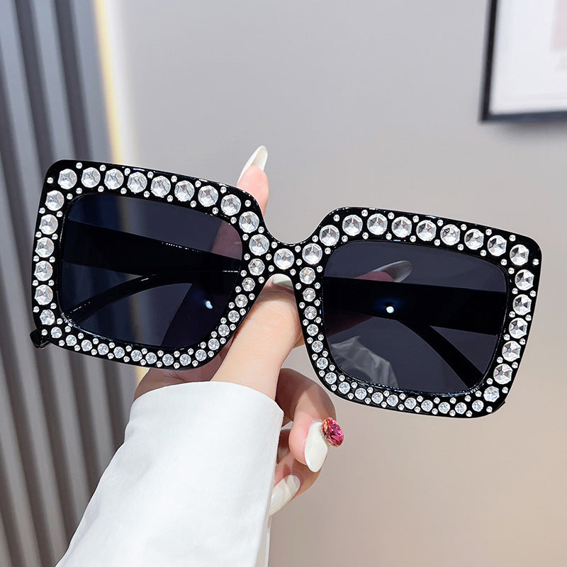 Glamorous Rhinestone-Embellished Square Sunglasses Kalsten