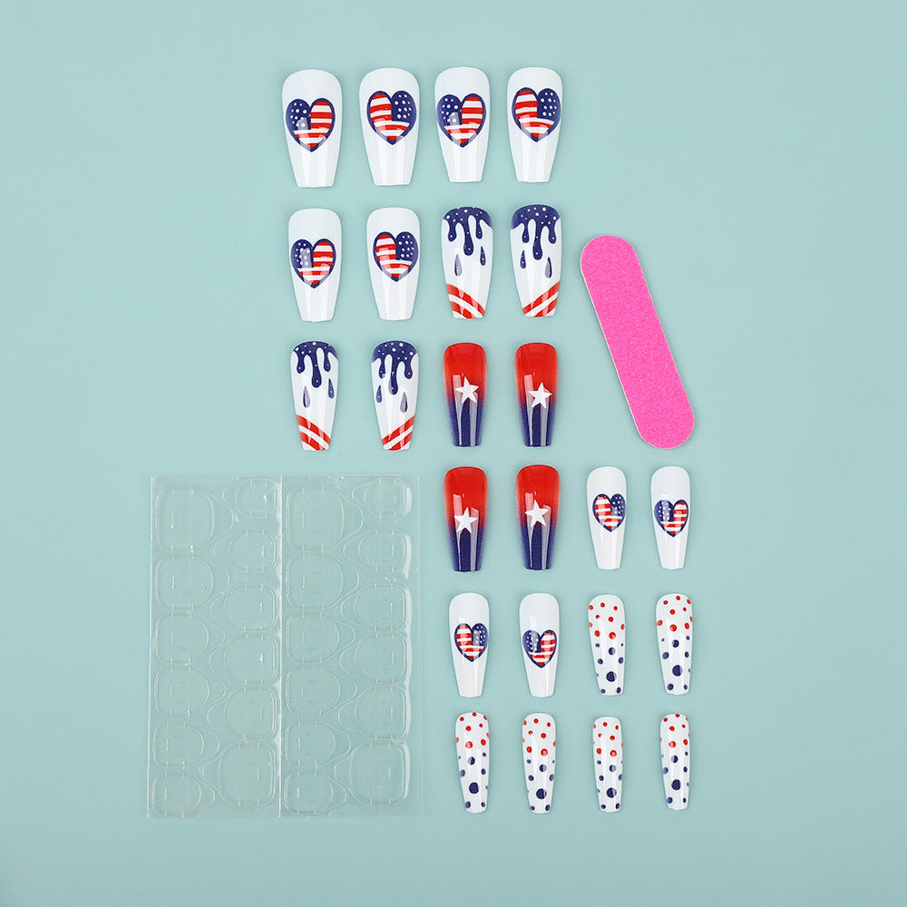Artificial nails in patriotic heart design Kalsten