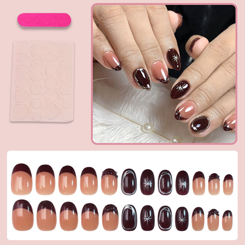 Acrylic nail set with elegant gradient and delicate embellishments Kalsten