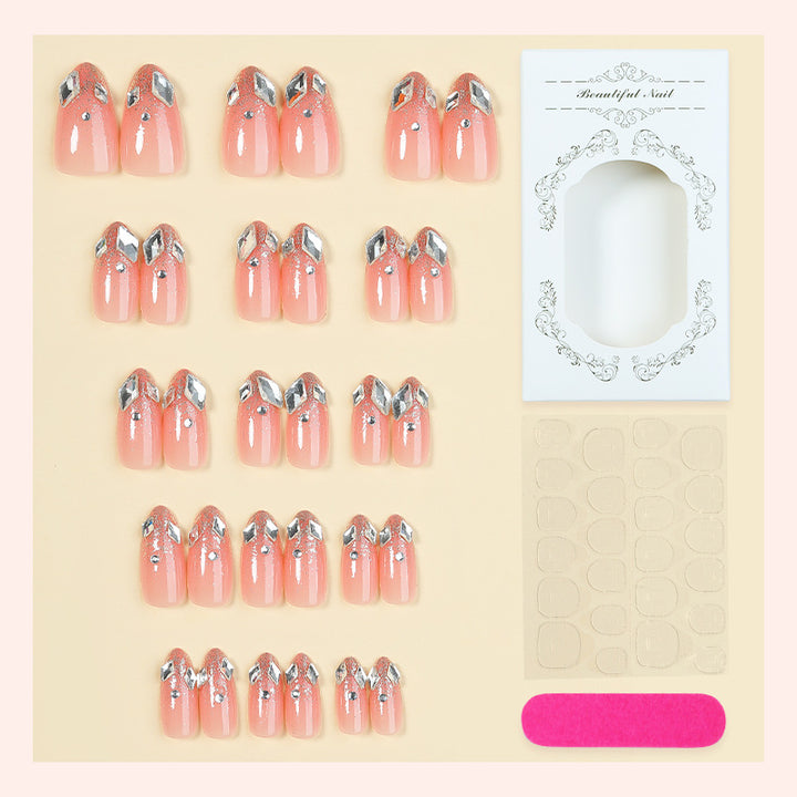 Decorative Press-On Nail Set with Elegant Silver Accents kalsten