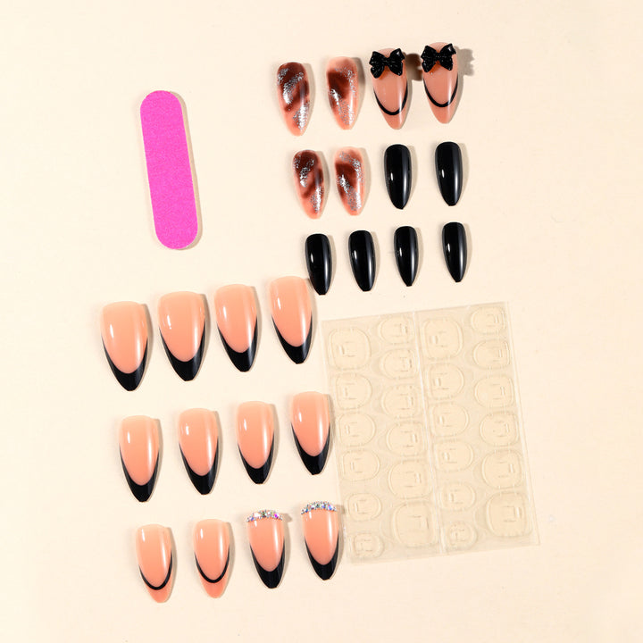 Artistic Stiletto Nail Art Extensions with Bow Accents Kalsten