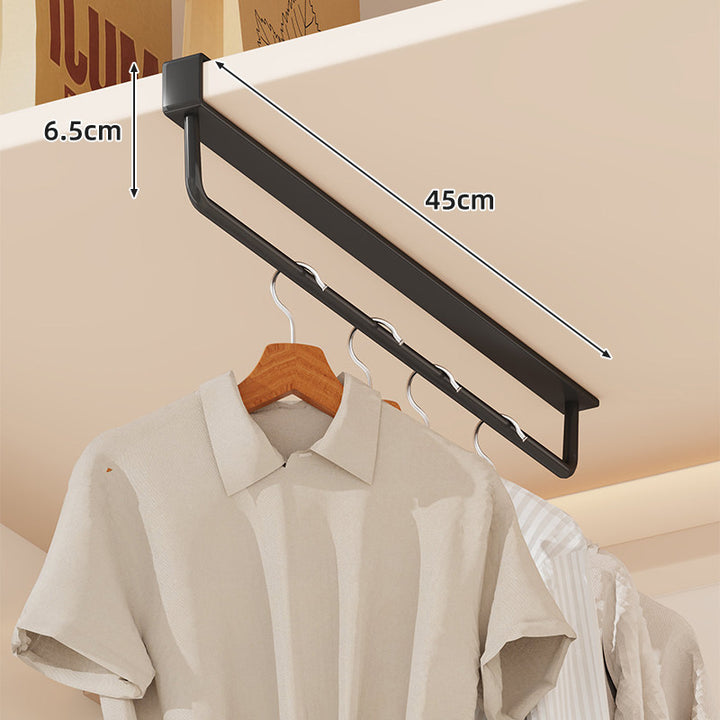 Under-Shelf Slide-Out Multi-Hook Garment Hanging Rail