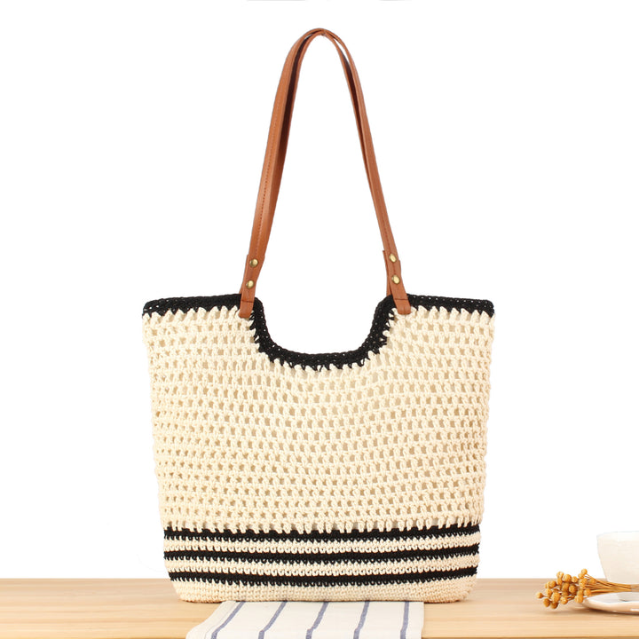 Elegant Handcrafted Basket Bag with Wide Leather Handle Kalsten