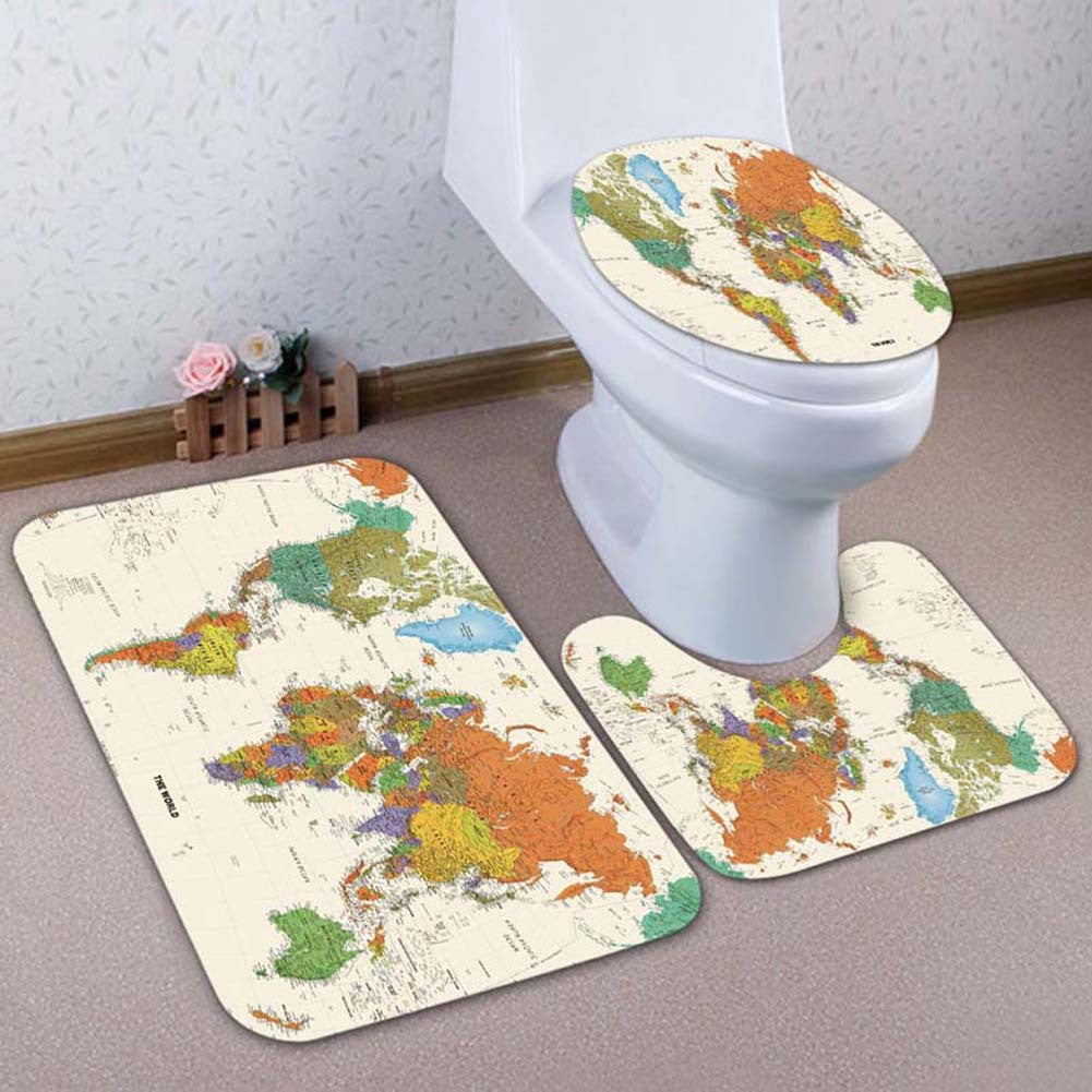 Artistic Lion-Themed Bathroom Mat Set