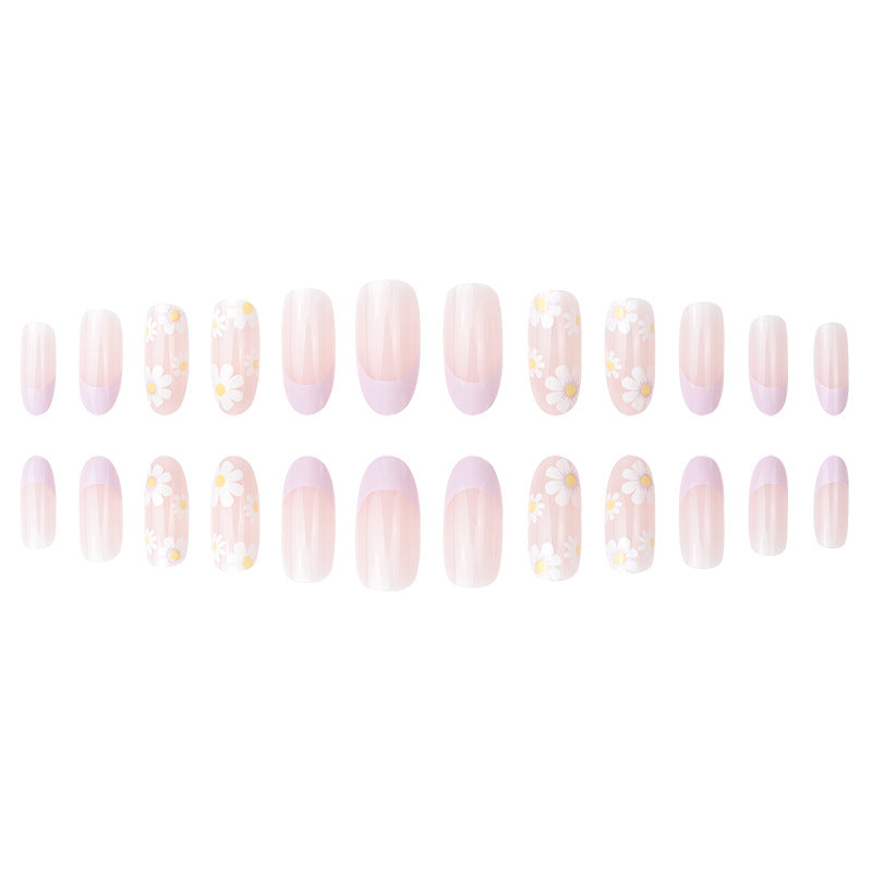 Floral Motif Long Press-On Nails Kalsten