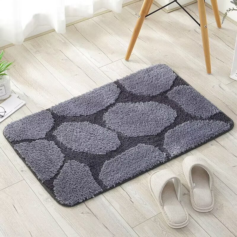 Plush Geometric Half-Circle Bath Mat