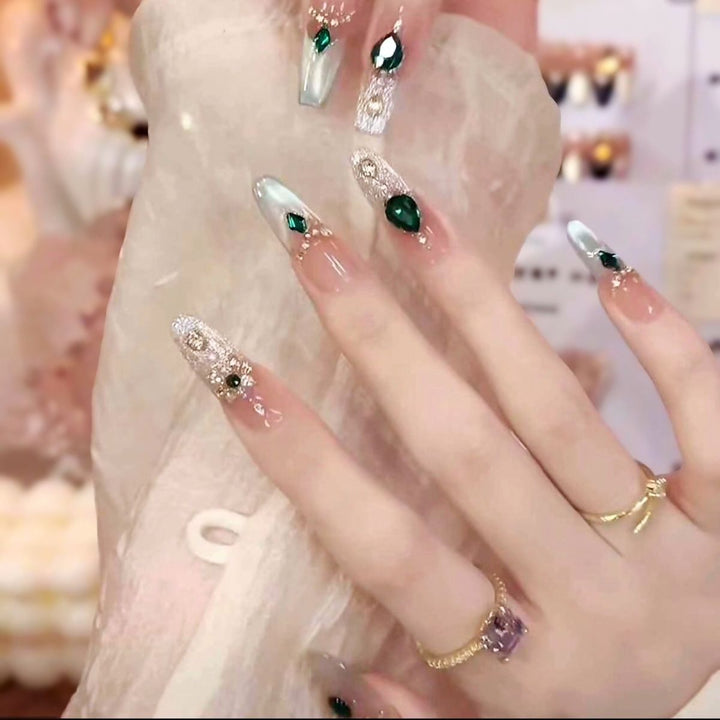 Elegant Nail Art Extensions with Pearl Accents Kalsten