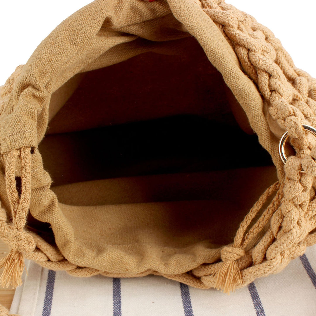 Trendy Macrame Bag with Braided Carry Handle Kalsten
