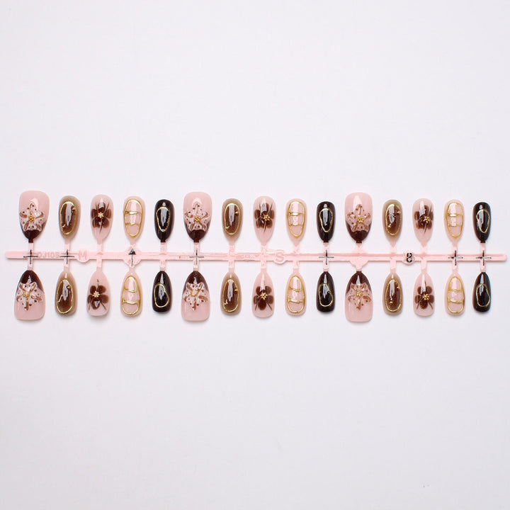 Artistic Floral Nail Art Press-On Set Kalsten