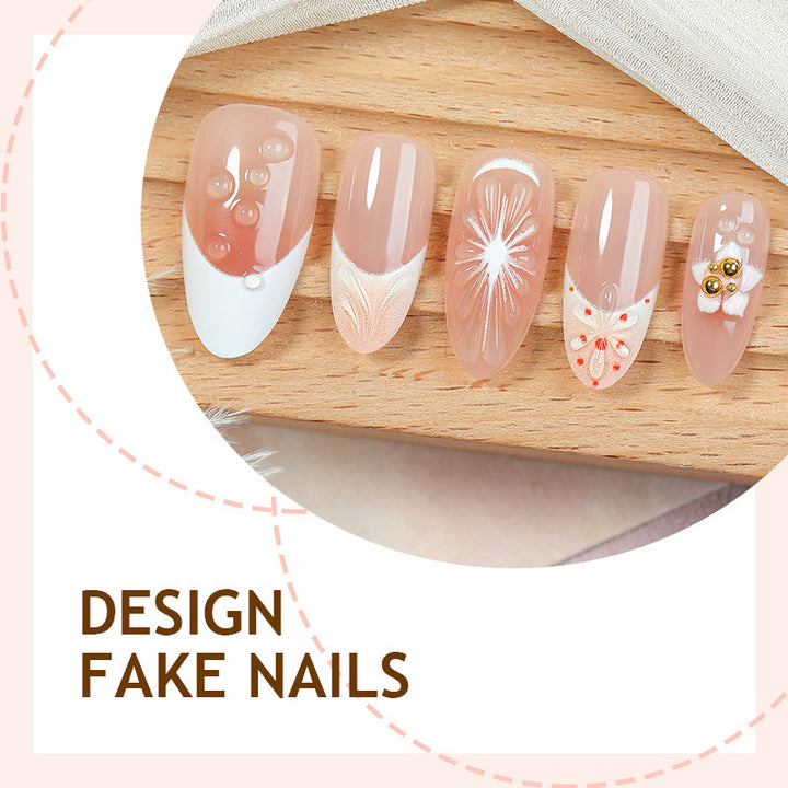 Artificial nail set with creative flower and pearl design Kalsten