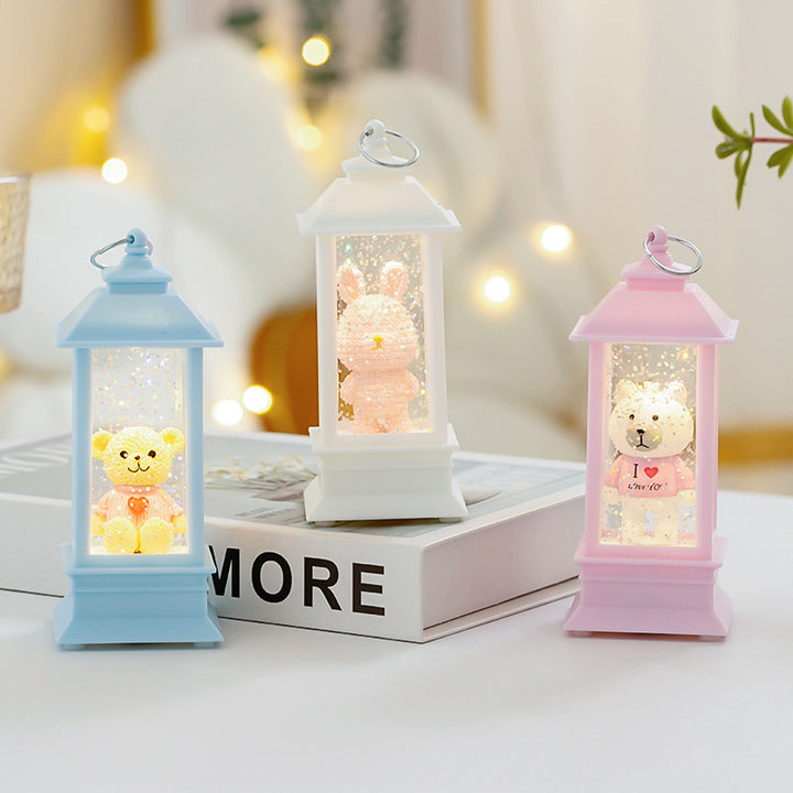 LED decorative lantern with bear motif