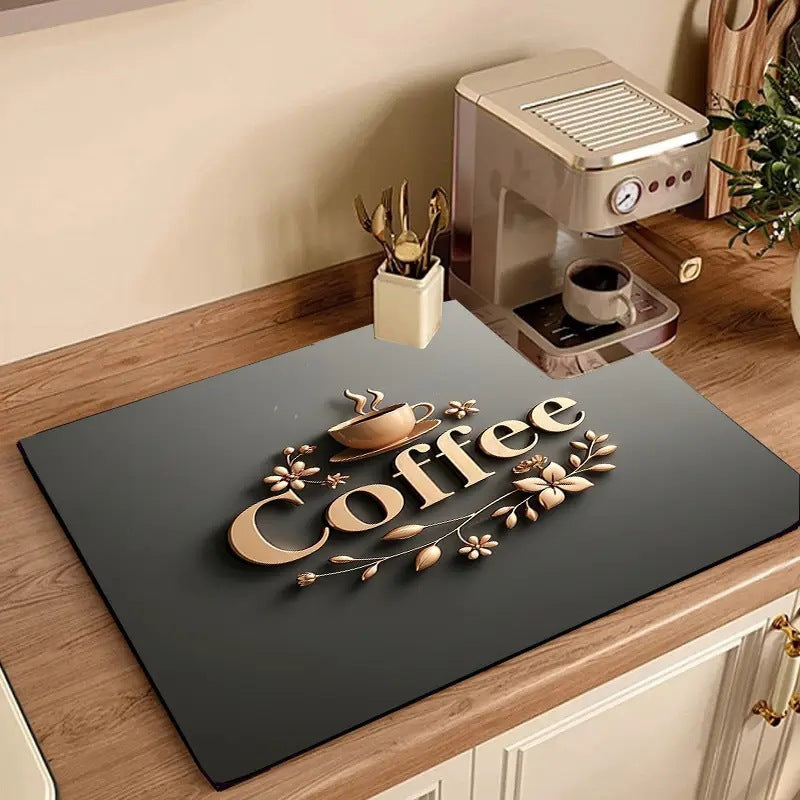 Coffee-Themed Kitchen Mat
