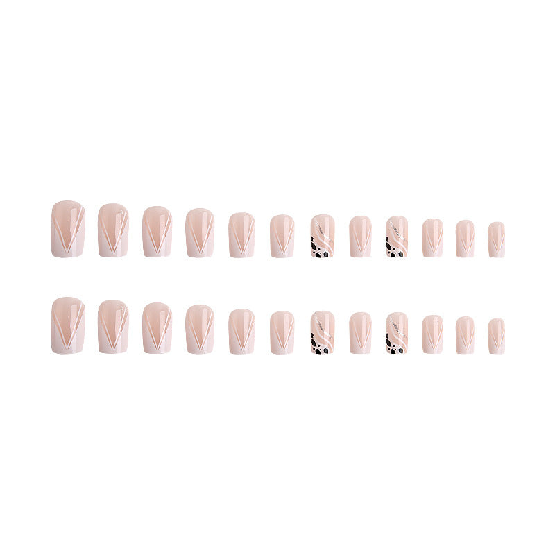 Artificial nails with elegant French design and glitter details Kalsten