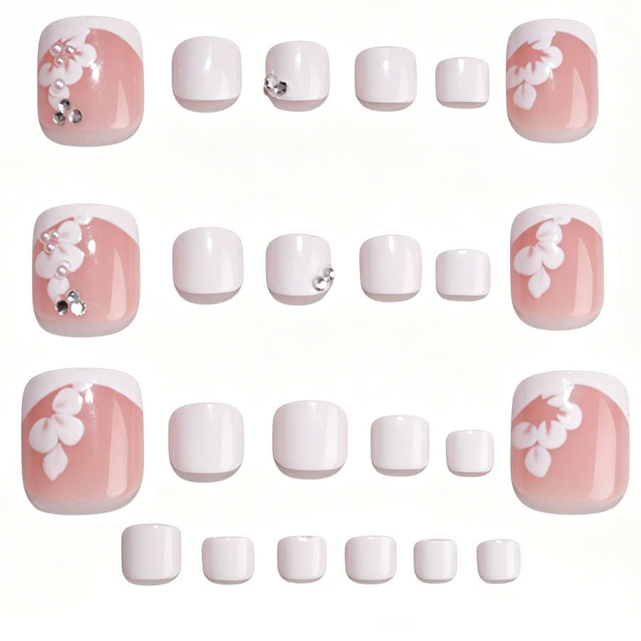 Nail art set with elegant flower design and glitter accents Kalsten
