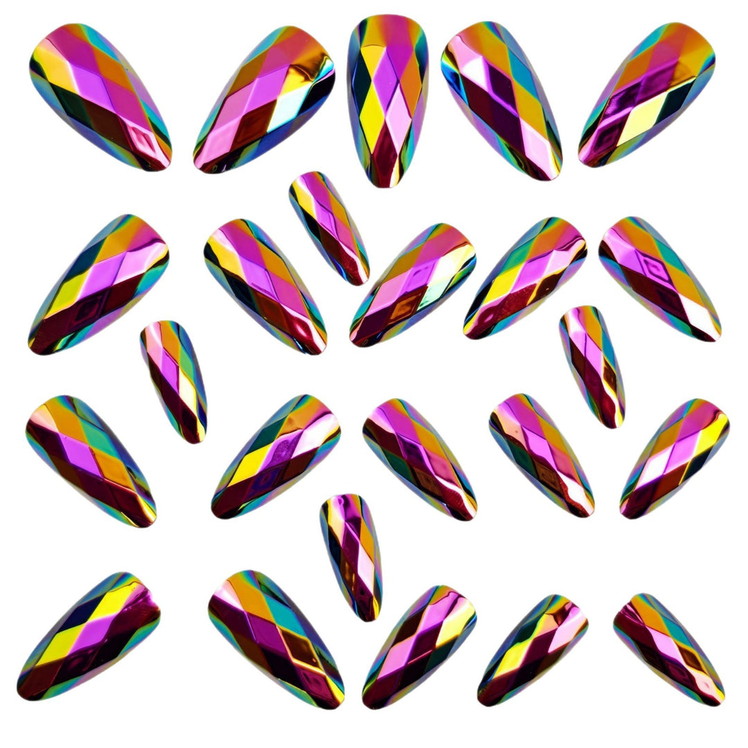 Shiny Stiletto Fake Nails with Diamond Surface Texture Kalsten