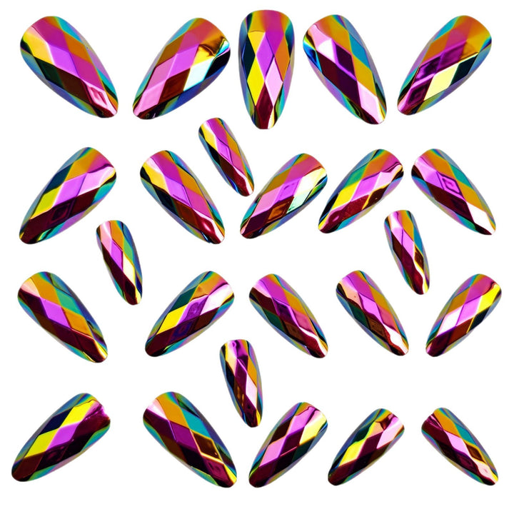Shiny Stiletto Fake Nails with Diamond Surface Texture Kalsten