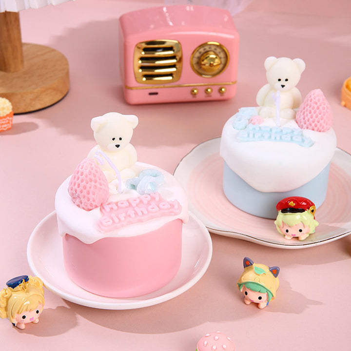 Soft Scented Dessert Squishy Stress Toy with Bear Topper