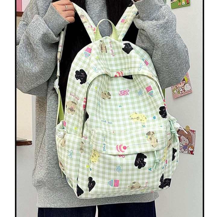 Backpack with Creative Checkered Pattern and Playful Appliqués Kalsten