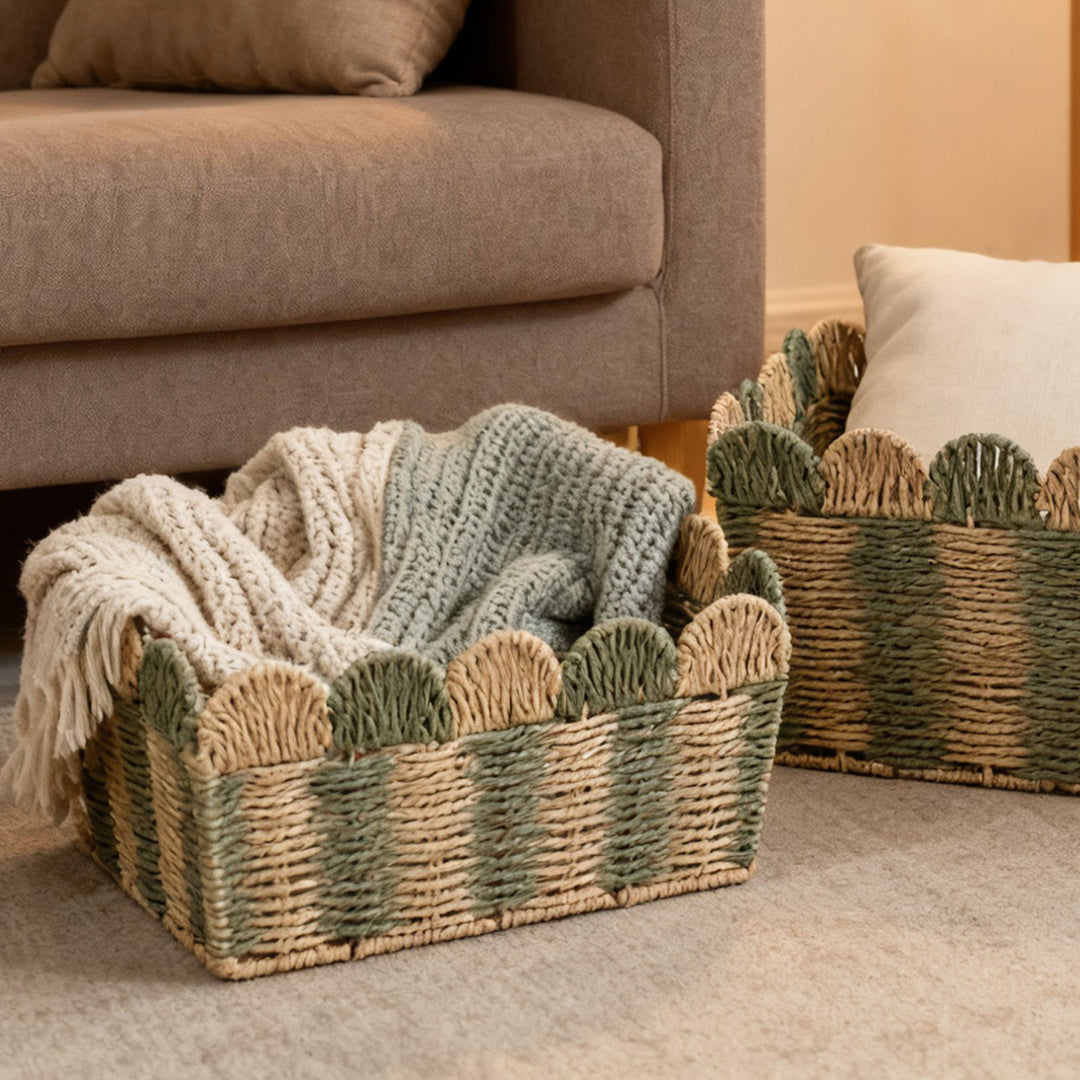 Handcrafted decorative basket with wave edge Kalsten