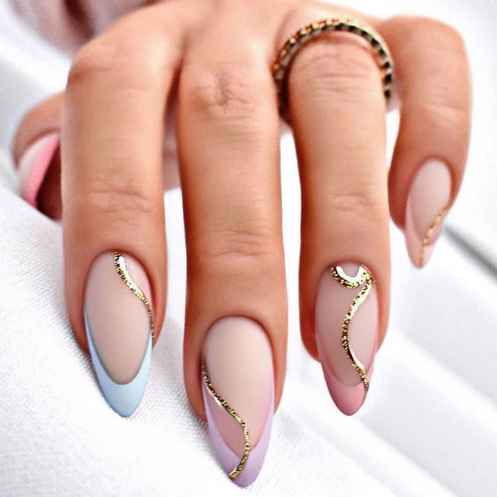 Creative nail art set with leopard pattern and glitter accents Kalsten