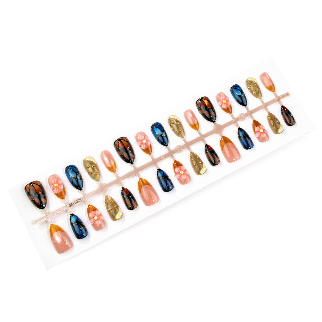 Artistic Floral 3D Press-On Nail Art Set Kalsten