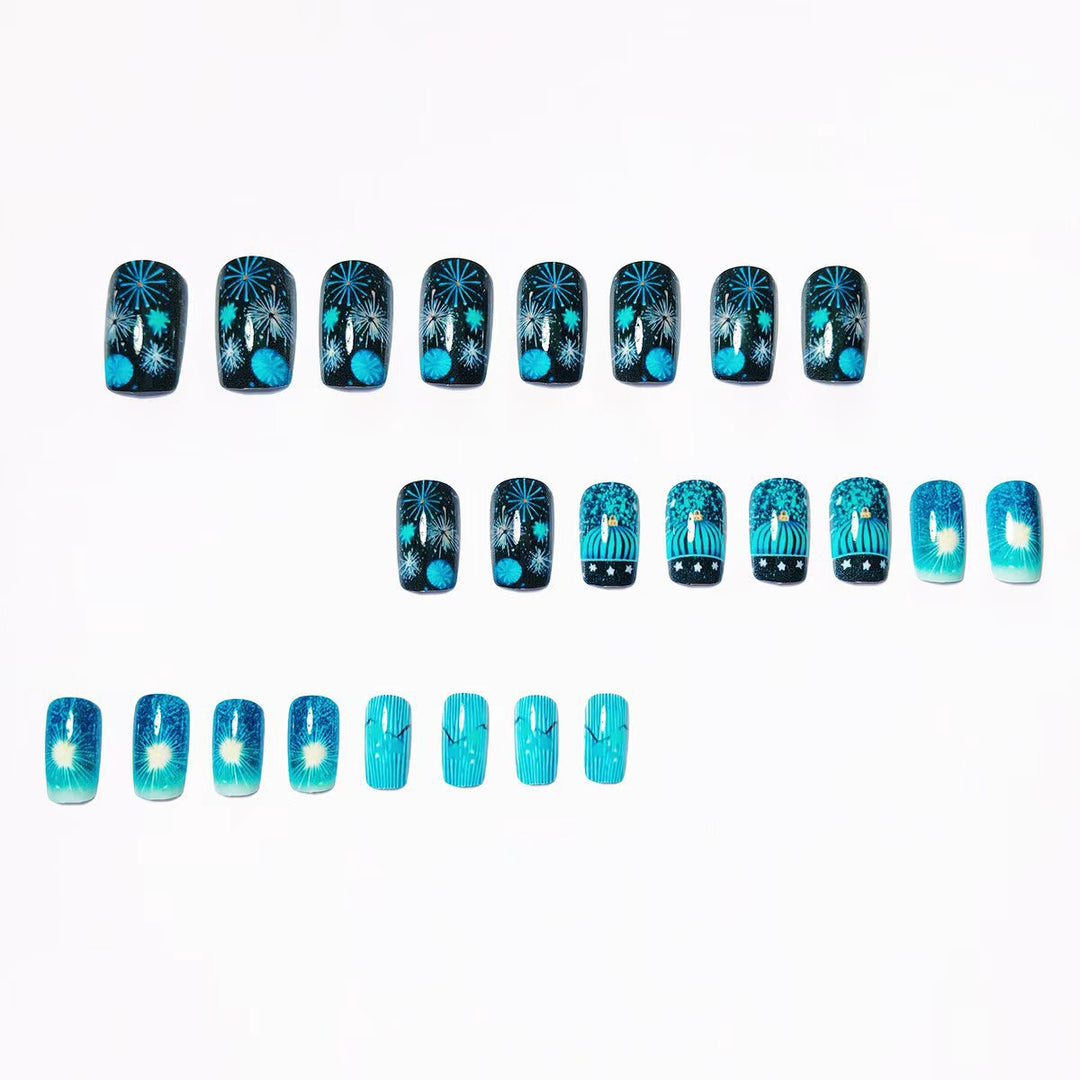 Artificial nails with festive fireworks design Kalsten